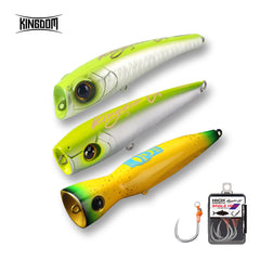 Kingdom GT Popper Fishing Lure Set Yellow Color Set+Free Single Hook