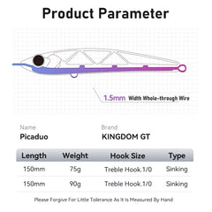 Kingdom 4568 GT Fishing Lure 75G/90G Sinking Stick GT Lure