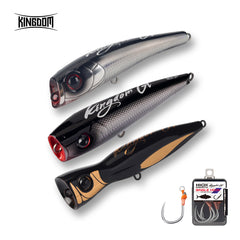 Kingdom GT Popper Fishing Lure Set Black Color Set+Free Single Hook