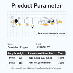 Kingdom GT 4562 Seastalker GT Popper Lure